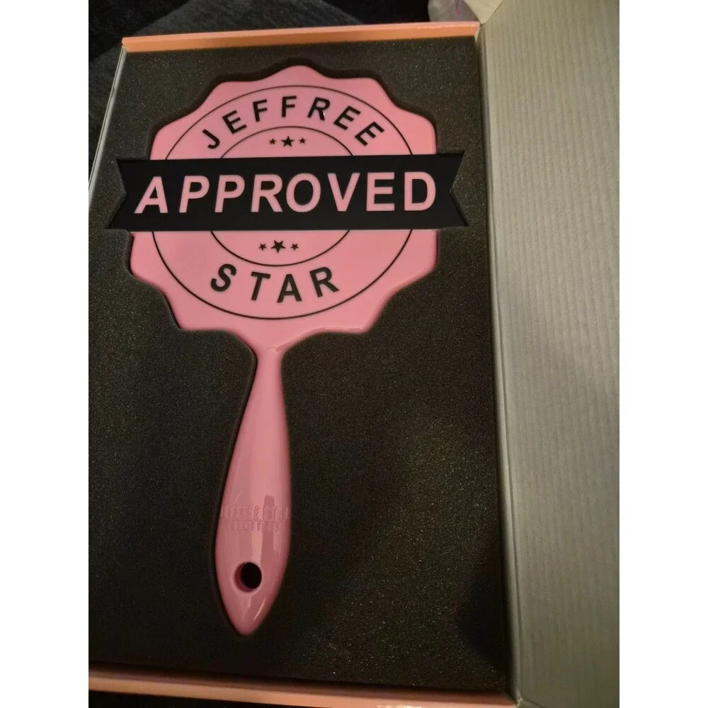 Jeffree Star Cosmetics Pink Chrome 'Jeffree Star Approved' Hand Mirror IOB New!